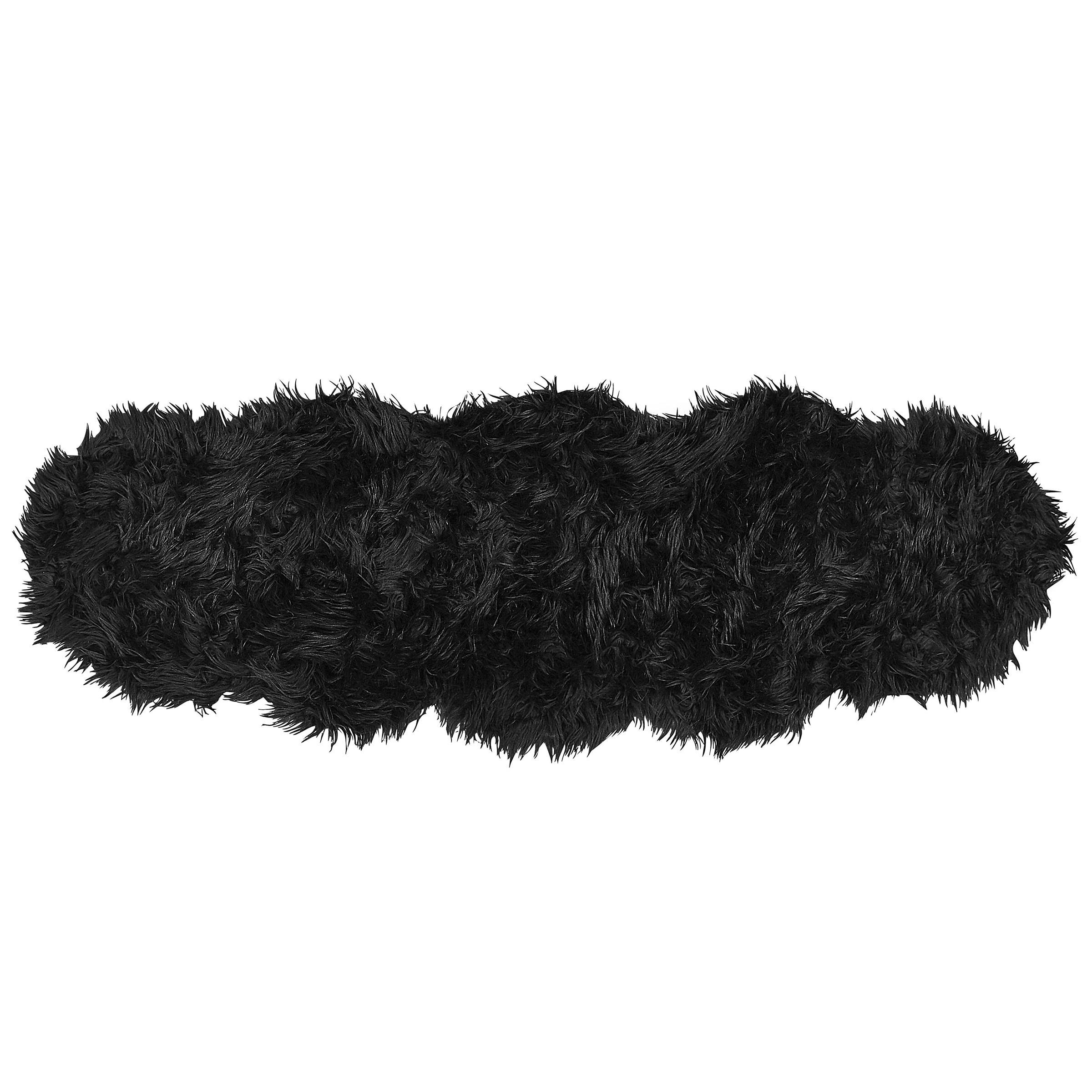 KUNSTSCHAFFELL-TEPPICH Mamungari 180/60 cm - Schwarz, Kunststoff (60/180cm) - Beliani