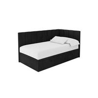 EINZELBETT Jugendbett mit Bettkasten Links, mit Matratze - LOVY 80x200 Schwarz - Schwarz, Holzwerkstoff/Textil (80/200cm) - ALTDECOR