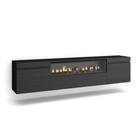 TV-SCHRANK schwarz, mit Elektrokamin, Hängend, 200/35/45cm - Anthrazit, Holzwerkstoff (200/45/35cm) - Skraut Home