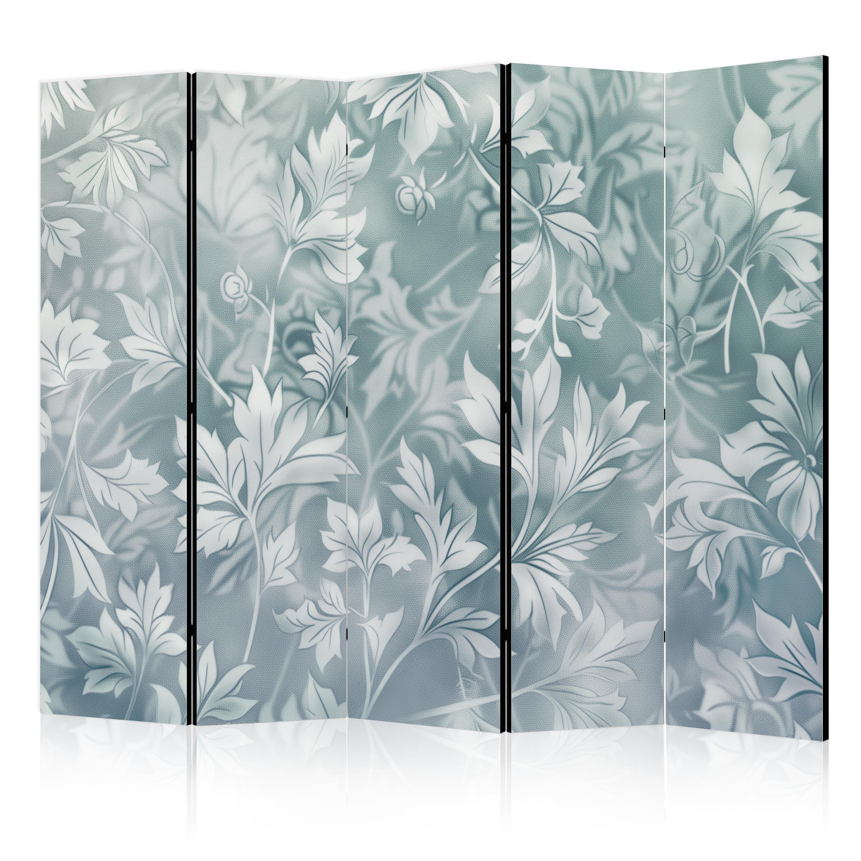 PARAVENT 5-tlg 225x172 cm Blätter Ornamente - Blau, Holz/Textil (225/172/3cm) - Muralo