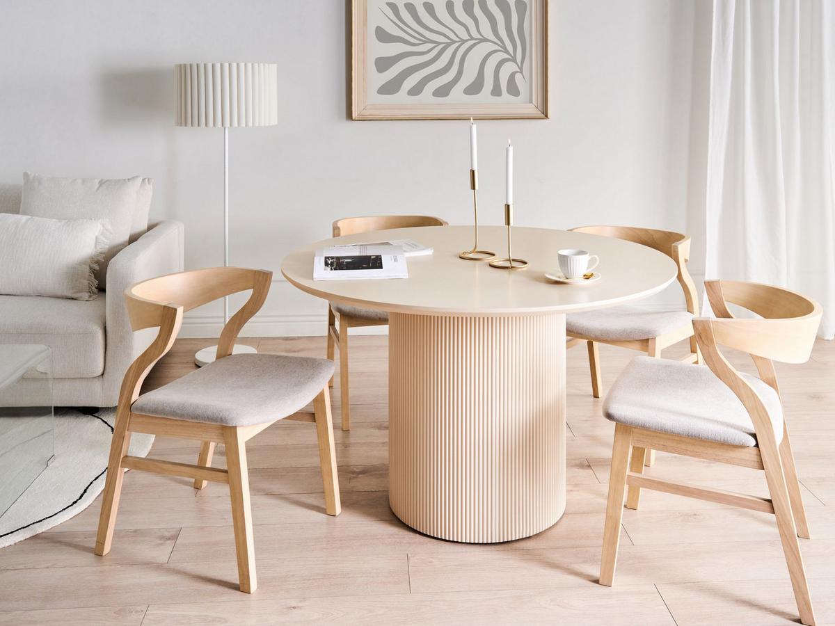 ESSTISCH Hellbeige 120/120 cm Newell - Beige, Holzwerkstoff (120/120/75cm) - Beliani