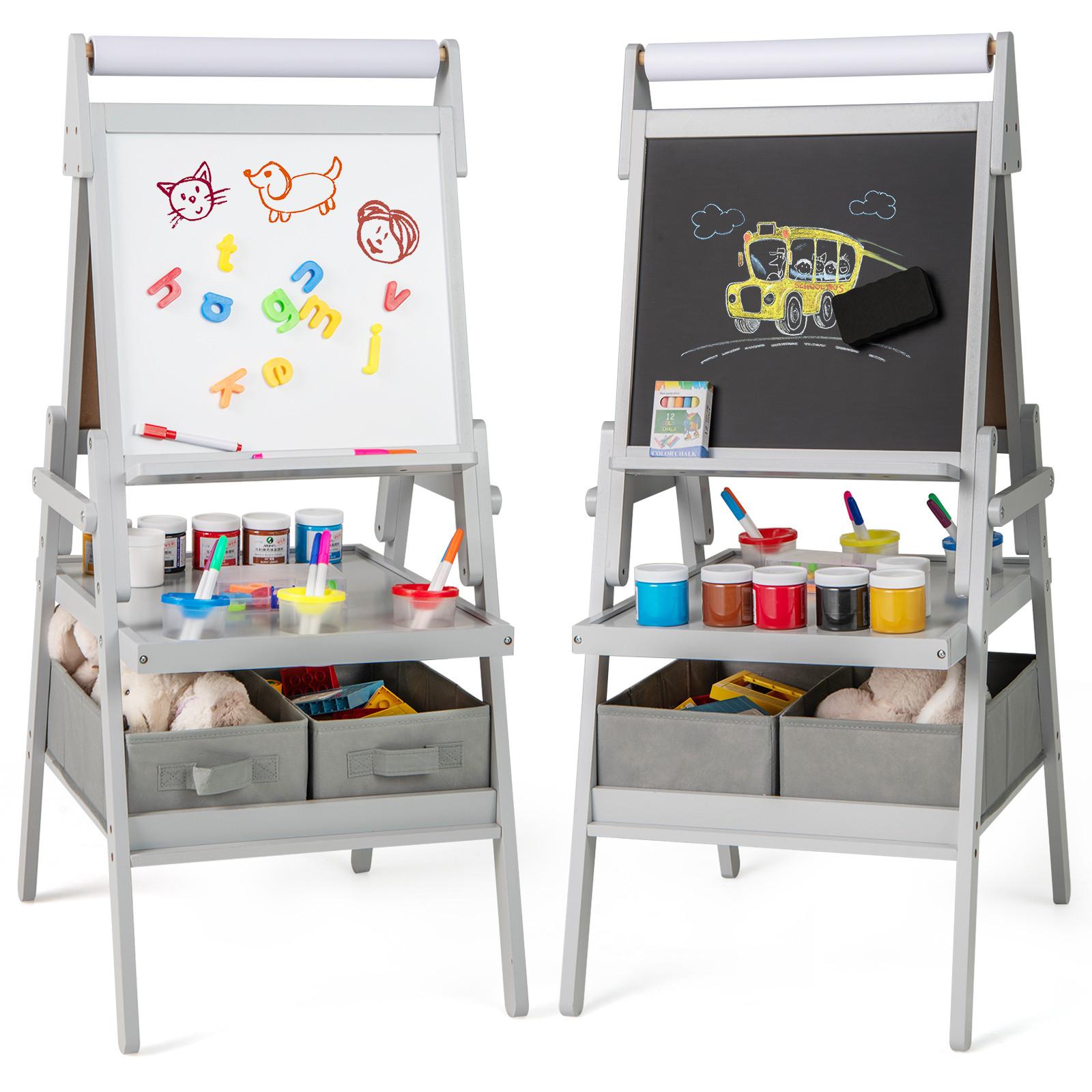 KINDERSTAFFELEI Grau - Grau, Holzwerkstoff (54/101.5/46cm) - COSTWAY