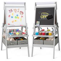 KINDERSTAFFELEI Grau - Grau, Holzwerkstoff (54/101.5/46cm) - COSTWAY