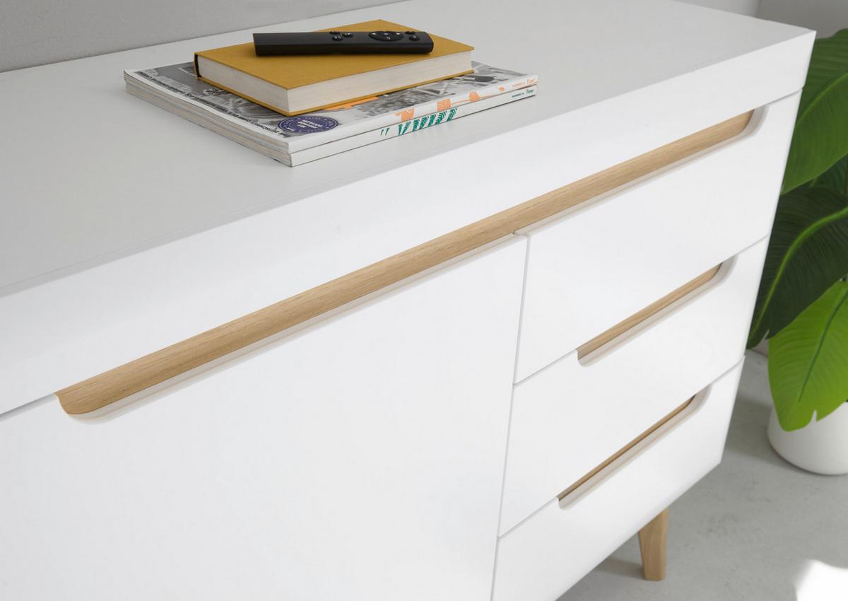 SIDEBOARD weiß, Eiche, skandinavisch 107 cm, Kommode mit Soft-Close-Funktion - Eichefarben/Weiß, Holz/Holzwerkstoff (107/83/40cm) - Furn.Design