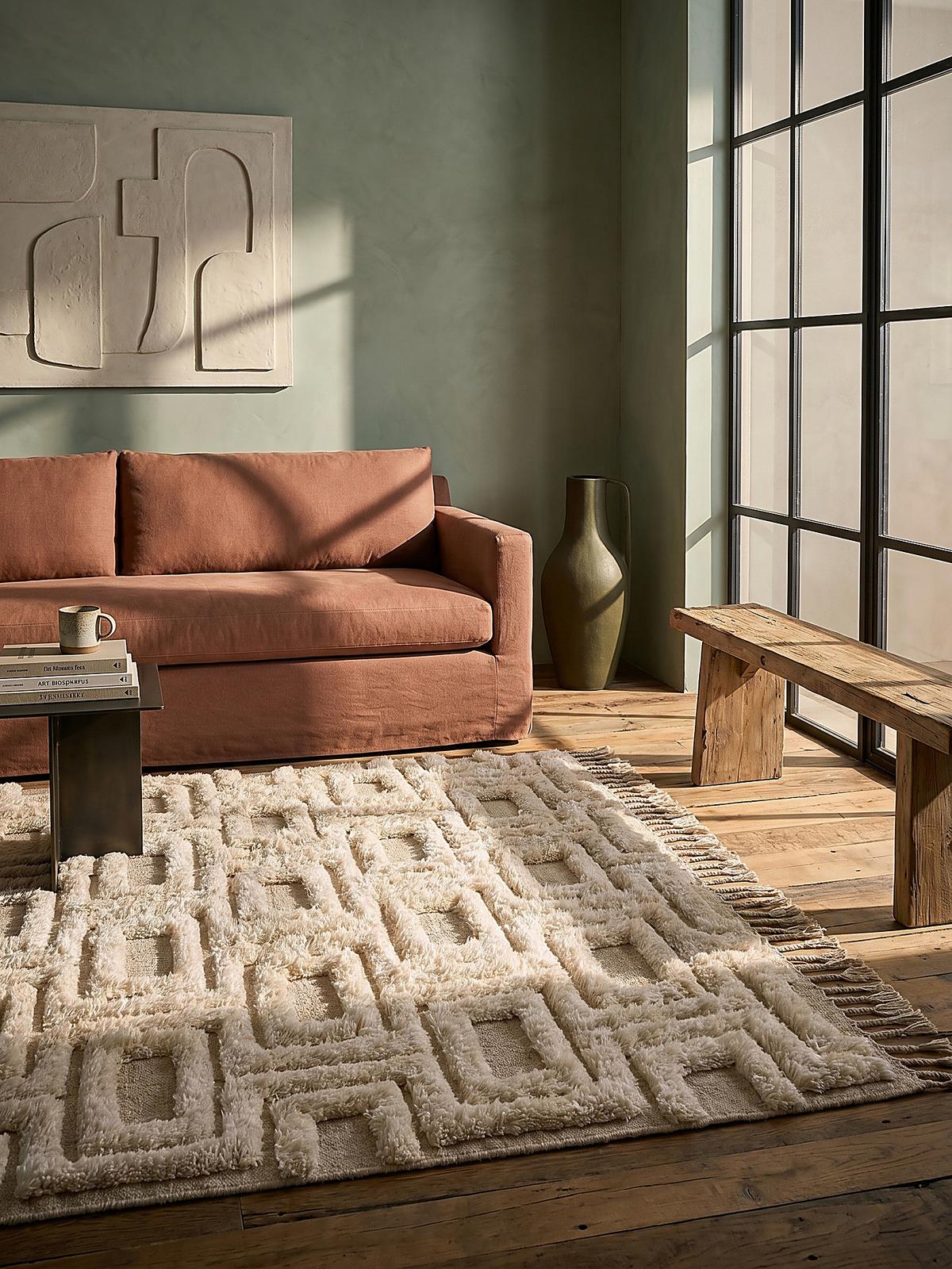 WOLLTEPPICH mit Fransen COPSE, geometrisch, Beige, 200 x 290 cm - Beige, Textil (290/200cm) - KADIMA DESIGN
