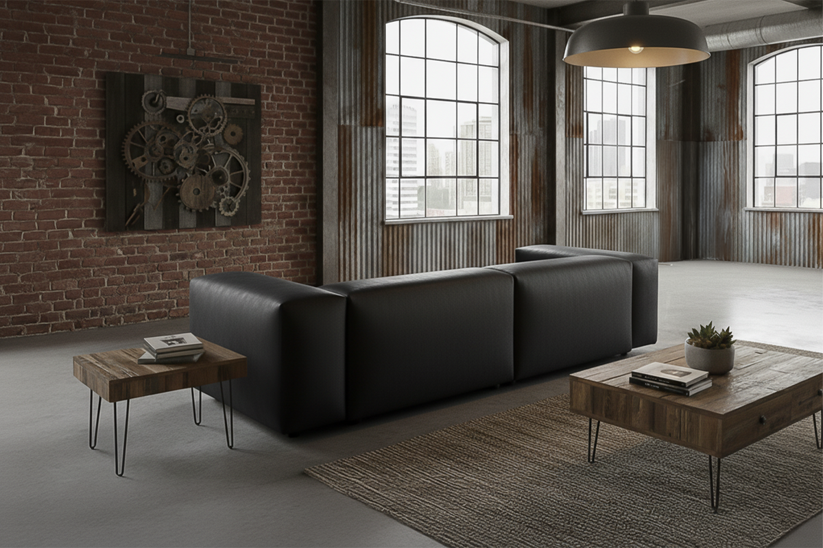 SOFA CELESTE Schwarz Lederfaserstoff - Schwarz, Leder/Kunststoff (302/72/114cm) - KAWOLA