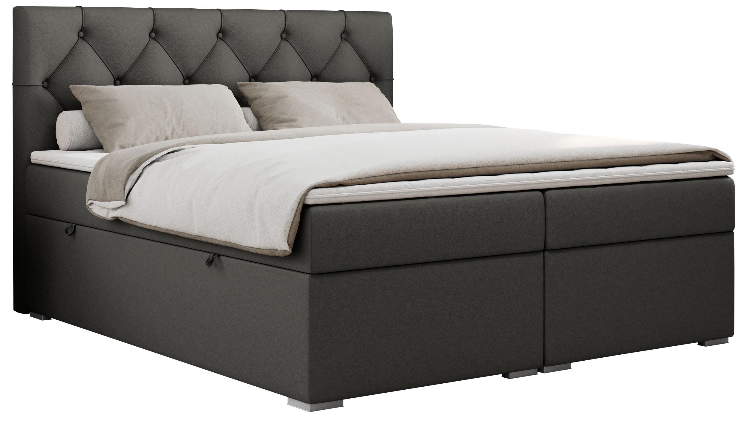BOXBETT ALDA 140/200 Dunkelgrau Kunstleder - H3 - Dunkelgrau, Holz/Textil (140/200cm) - MKS