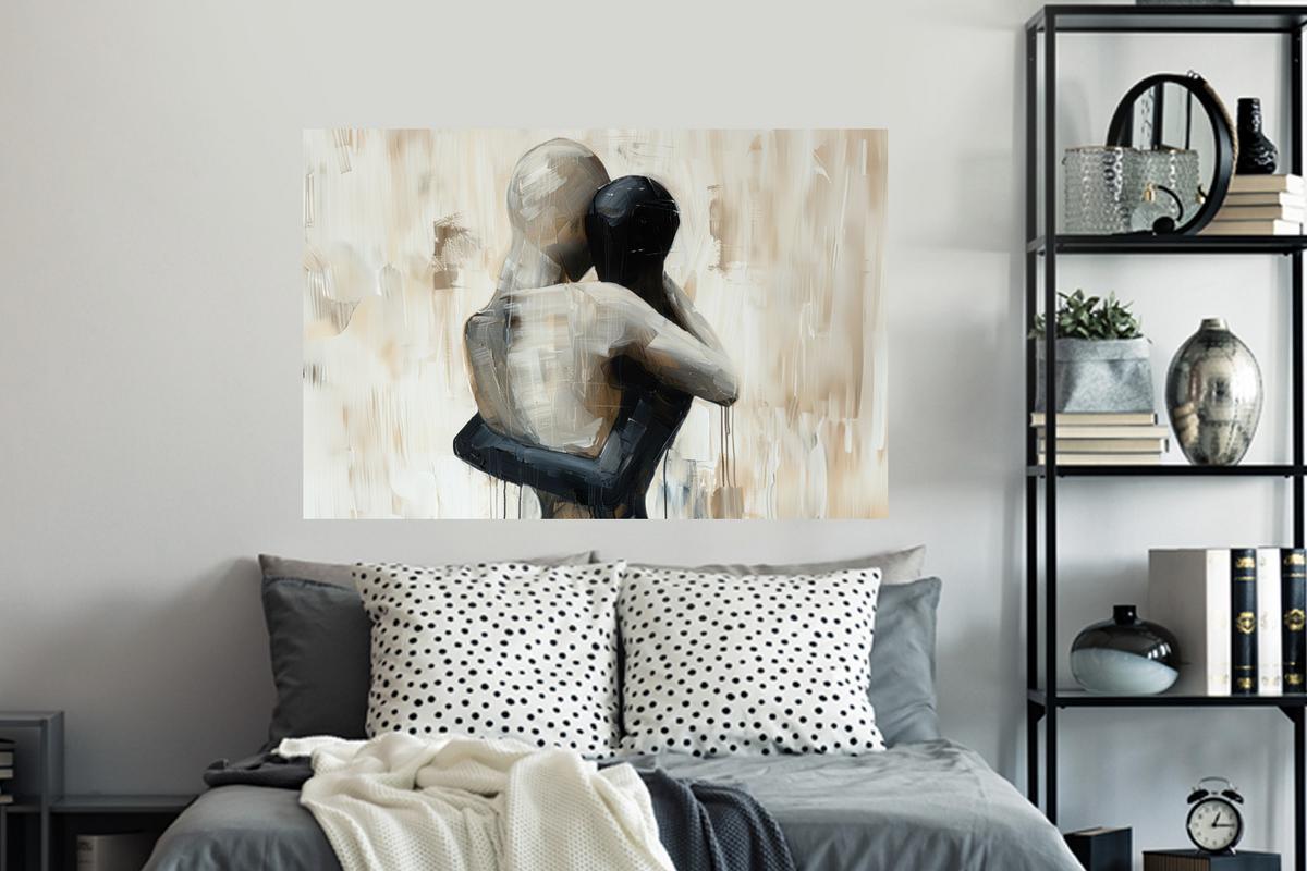WANDTATTOO Abstrakt - Liebe - Schwarz und weiß - Modern Wandsticker 120x80 cm - Schwarz, Kunststoff (120/80/0.1cm) - MuchoWow