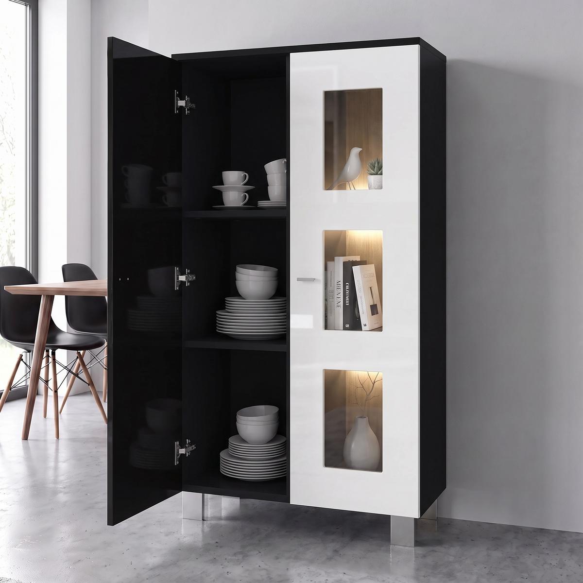 VITRINE Denjo Tür in Beton Oxid Optik - Hellgrau, Holzwerkstoff (71/129/35cm) - Vladon