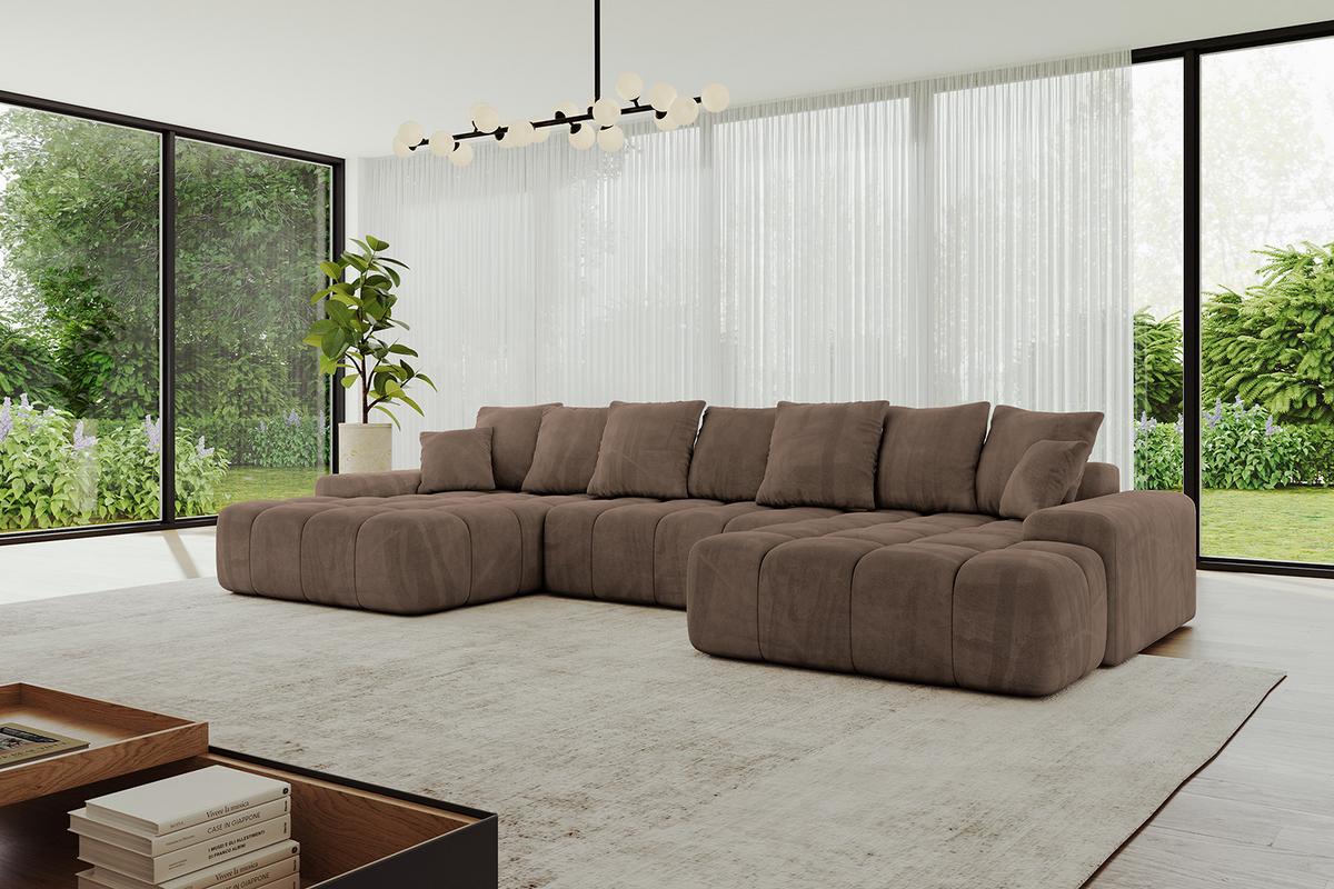 WOHNLANDSCHAFT ENSI-U - 353x164x69 cm Braun - Braun, Holzwerkstoff/Kunststoff (357/69/164cm) - ALTDECOR