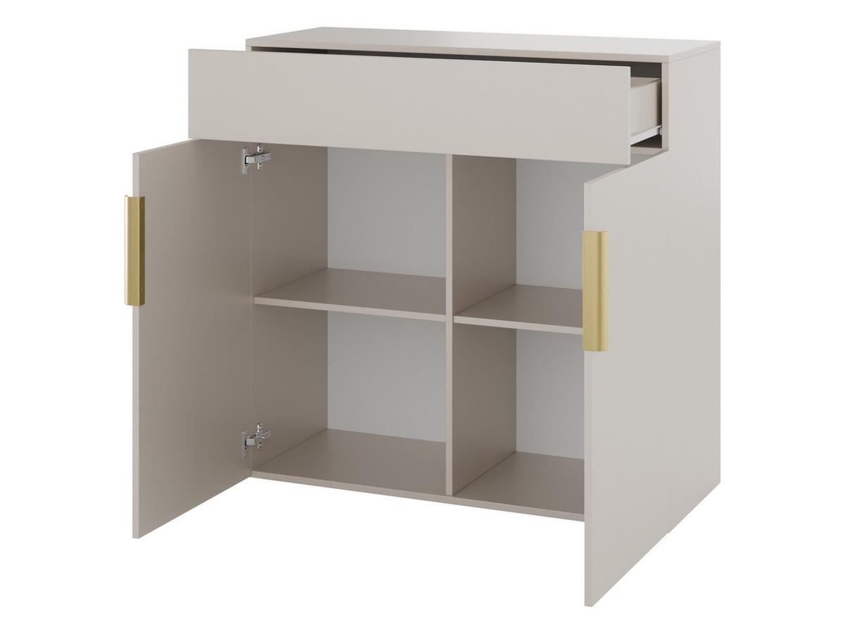 KOMMODE Kerkin 2D1S - Sandfarben/Goldfarben, Holzwerkstoff/Kunststoff (100/100/42cm) - MIRJAN24