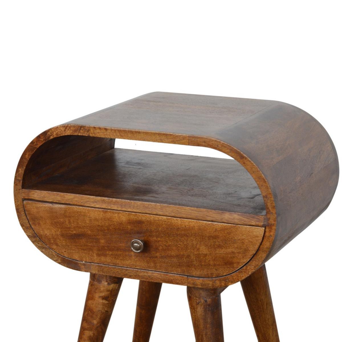 NACHTTISCH LUNA - Kastanienfarben/Messingfarben, Holz/Metall (45/54/35cm) - Artisan Furniture