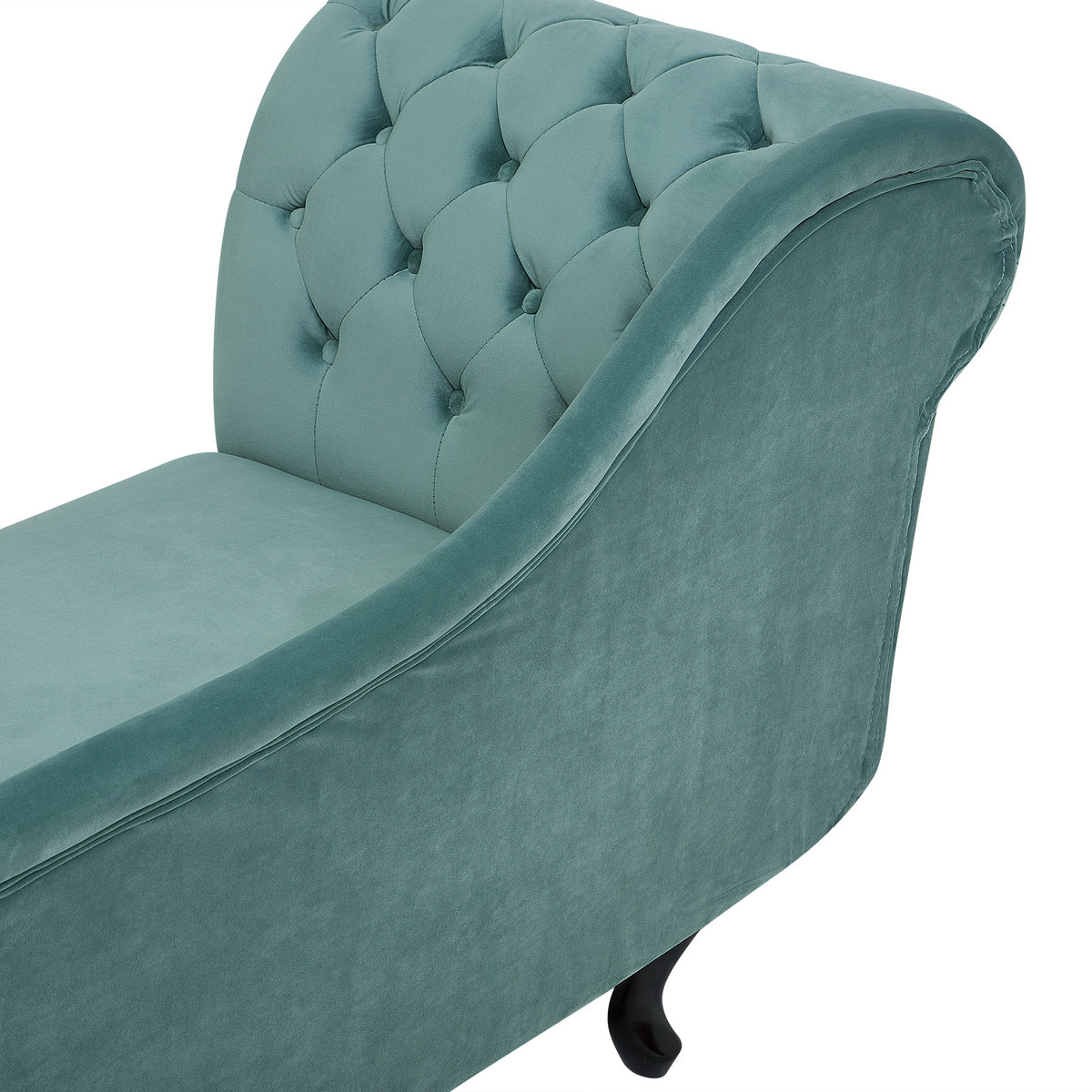 CHAISELONGUE Samtstoff mintgrün linksseitig Nimes - Schwarz/Mintgrün, Textil (170/79/61cm) - Beliani