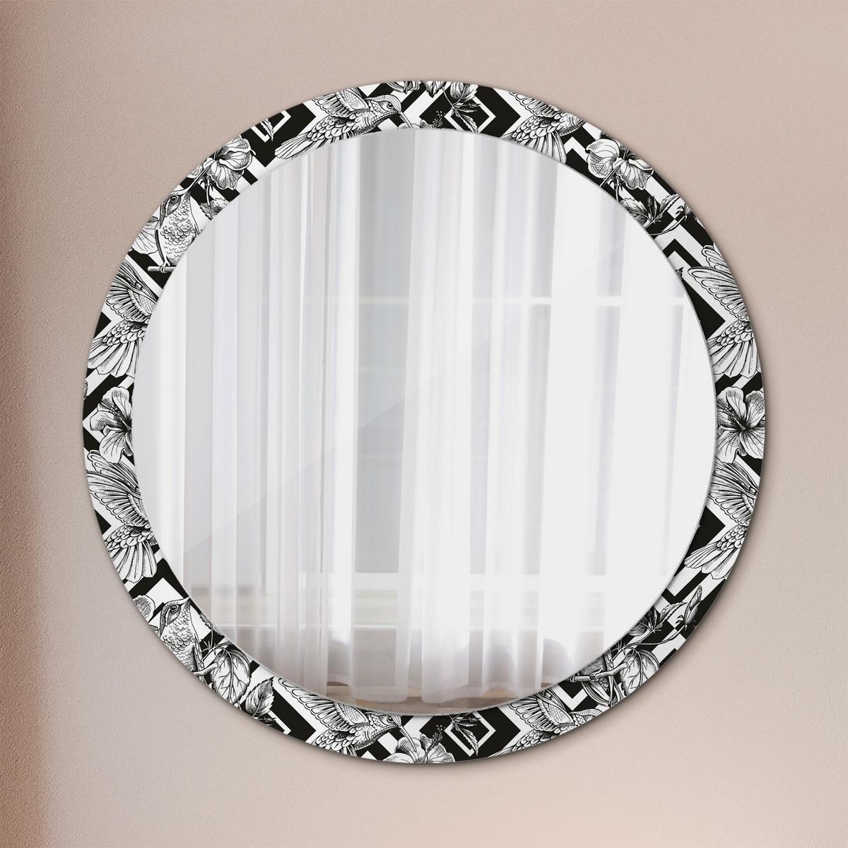 SPIEGEL Rund Ø 100 cm mit Aufdruck - Schwarz, Glas (100/100/0.4cm) - Wallfluent