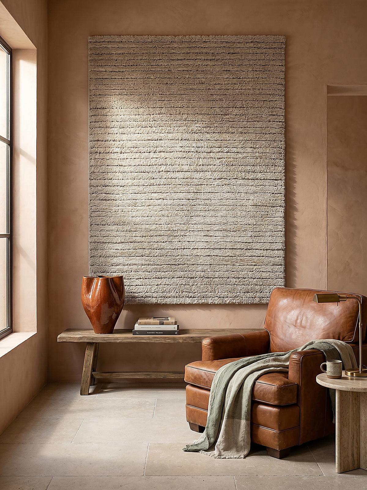 HOCHFLORTEPPICH Streifen ATRIO Polypropylen Beige 160 x 230 cm - Beige, Textil (160/230cm) - KADIMA DESIGN