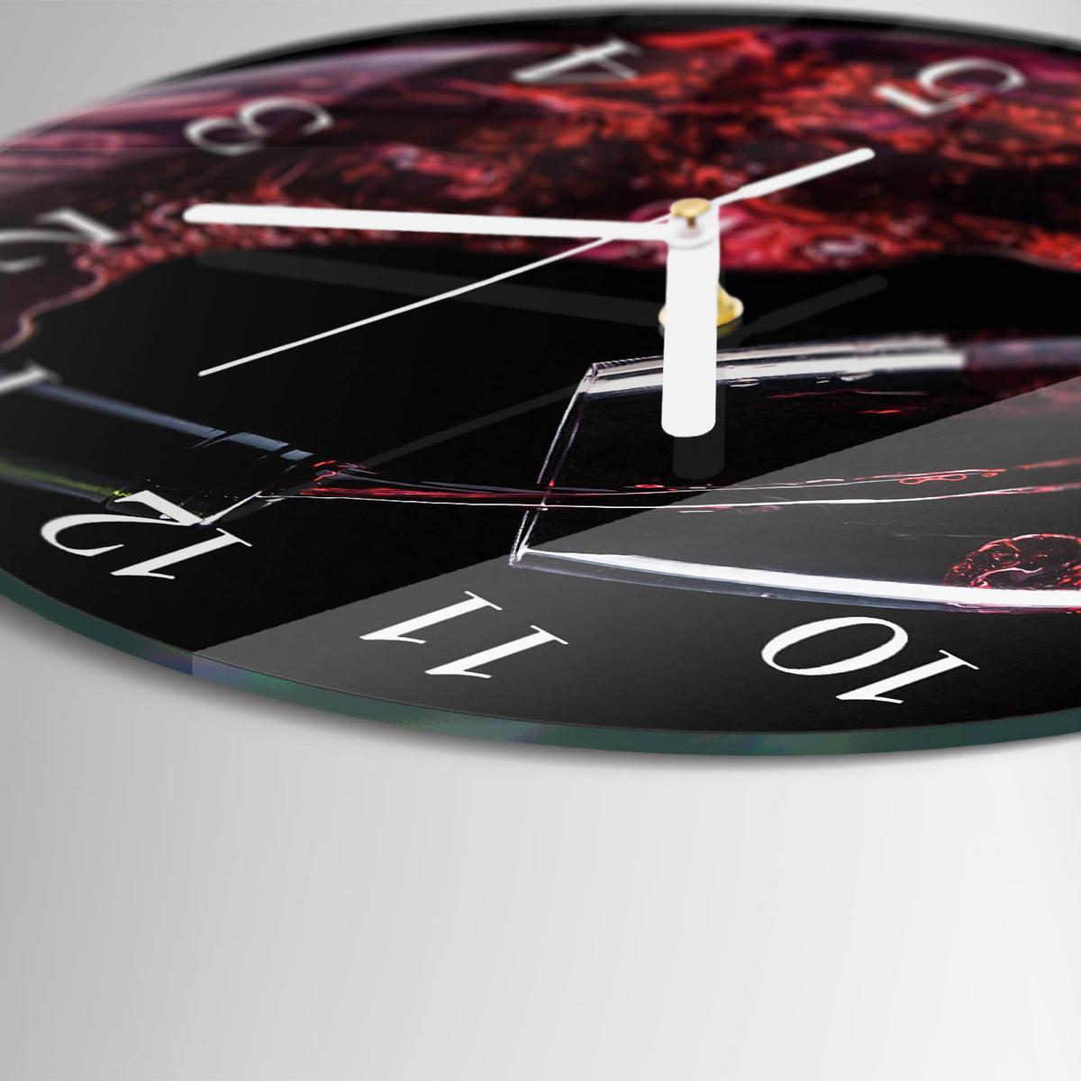 WANDUHR aus Glas Ø30 cm - Wein - Rot, Glas (30/30/0.4cm) - TULUP