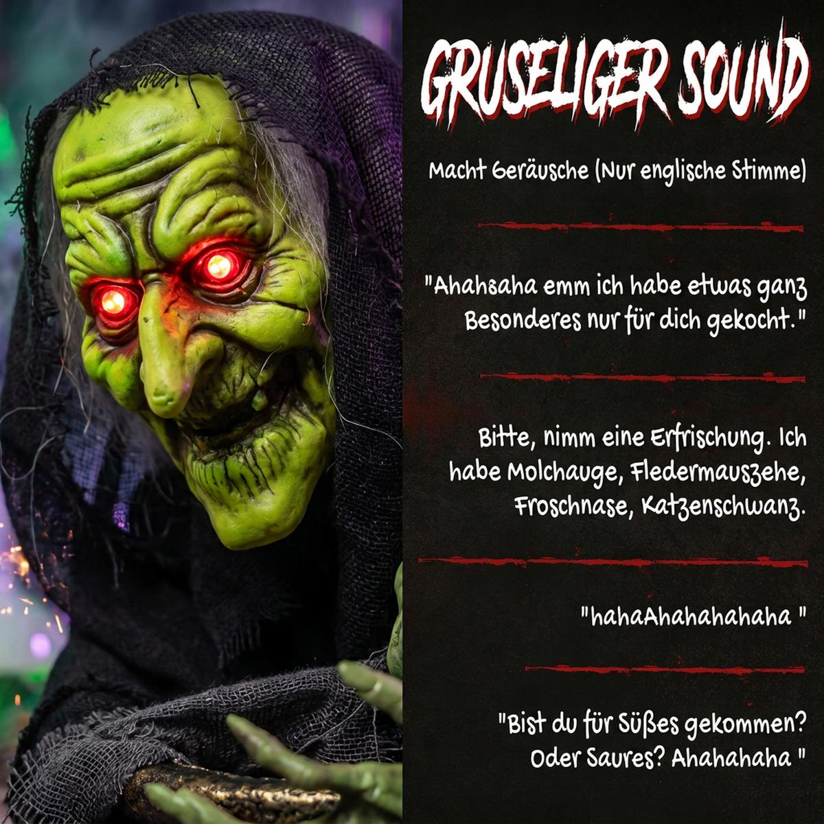 ANIMIERTE-HALLOWEEN-DEKORATION Metall Polyester Schwarz - Schwarz, Kunststoff (27/47/28cm) - HOMCOM