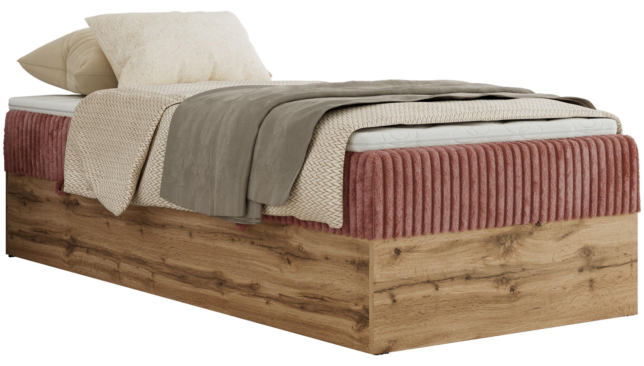BOXBETT WOOD ZERO 90/200 - Rosa Cord - H3 - Topper Visco - Rosa, Textil (90/200cm) - MKS