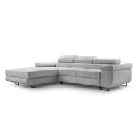 ECKSOFA L Form Arborio Hellgrau 280/203/90 cm Links mit Schlaffunktion - Hellgrau/Schwarz, Textil/Metall (203/280cm) - AX Living