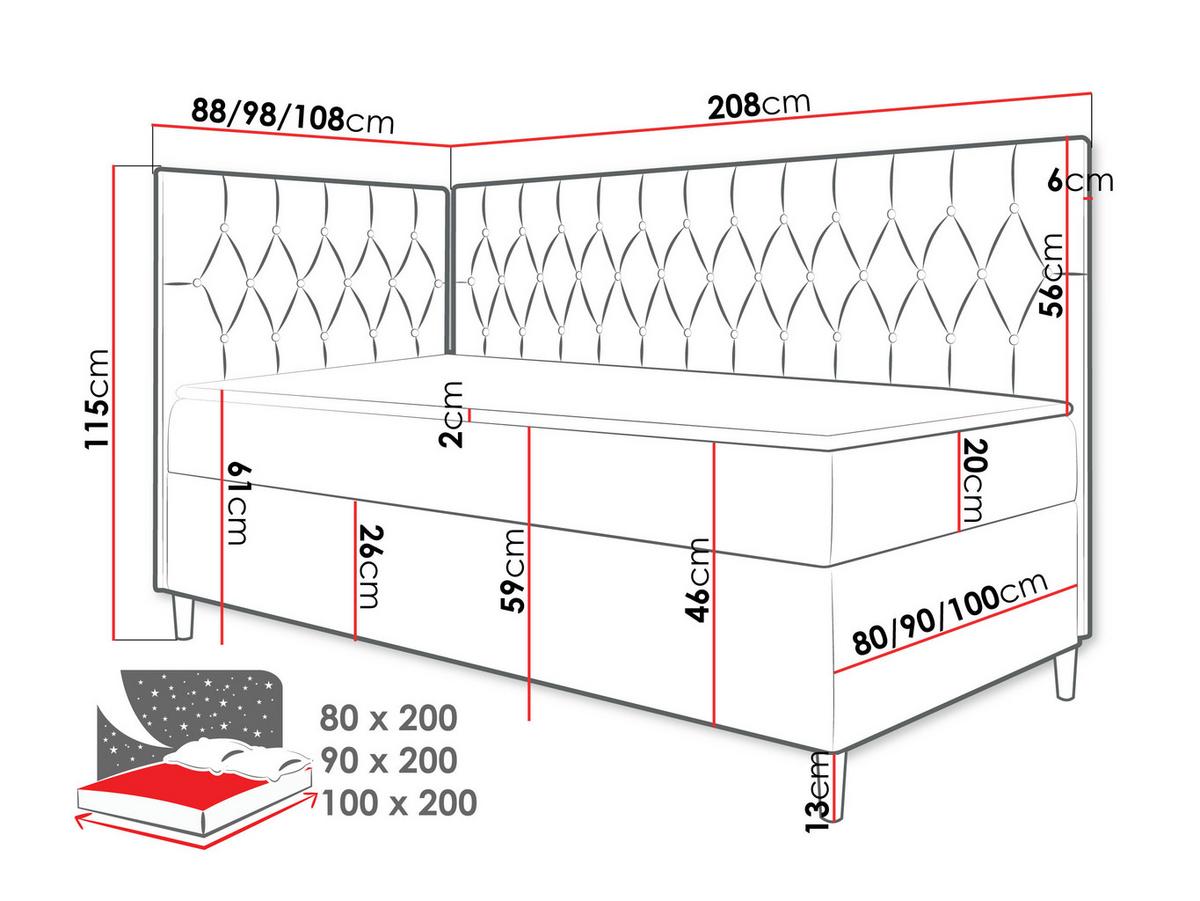 BOXBETT Filip Junior 3, Seite zum Öffnen des Bettkastens: Rechts - H3 - Türkis/Weiß, Holz (100/200cm) - MIRJAN24
