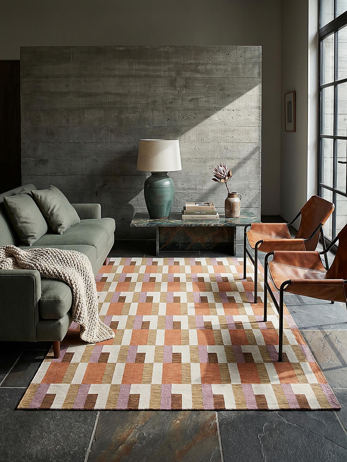 TEPPICH COQUET, geometrisch, Orange-Natur, 120 x 170 cm - Orange, Textil (170/120cm) - KADIMA DESIGN
