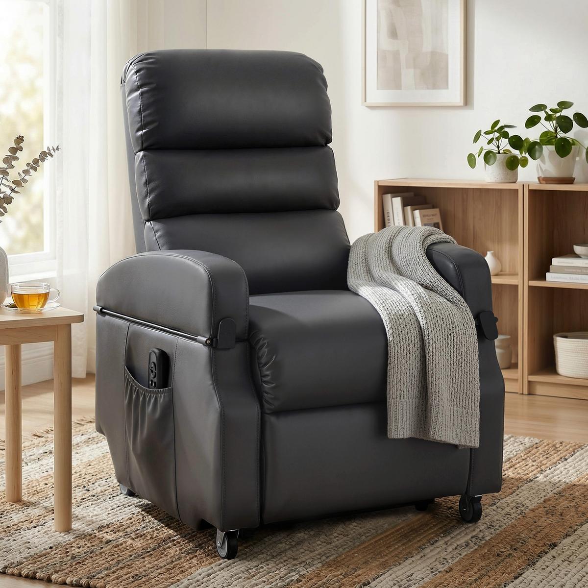FERNSEHSESSEL mit Aufstehfunktion Dunkelgrau - Dunkelgrau, Kunststoff/Metall (78/110/98cm) - HOMCOM