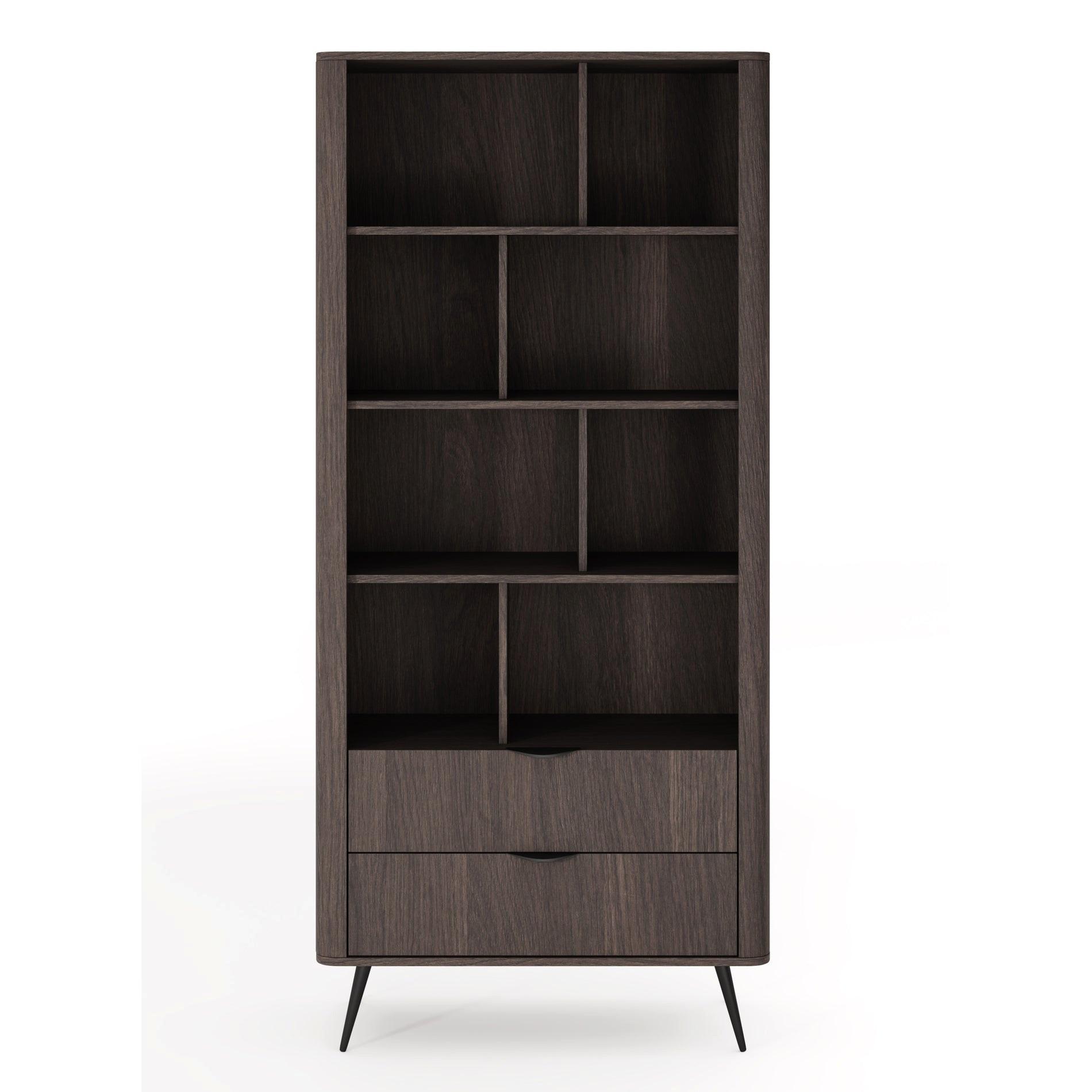 STANDREGAL VERIS Dunin-Eiche, 88 cm - Dunkelbraun/Schwarz, Holzwerkstoff (88.2/193.8/38cm) - Selsey