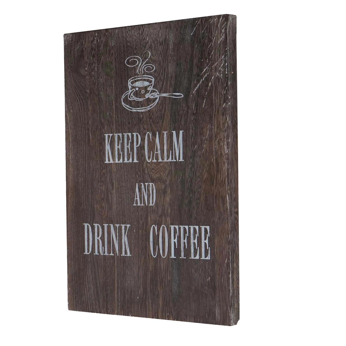 WANDSCHILD KEEP CALM SHABBY-LOOK Dunkelbraun - Dunkelbraun, Holz (31/41/2cm) - MCW