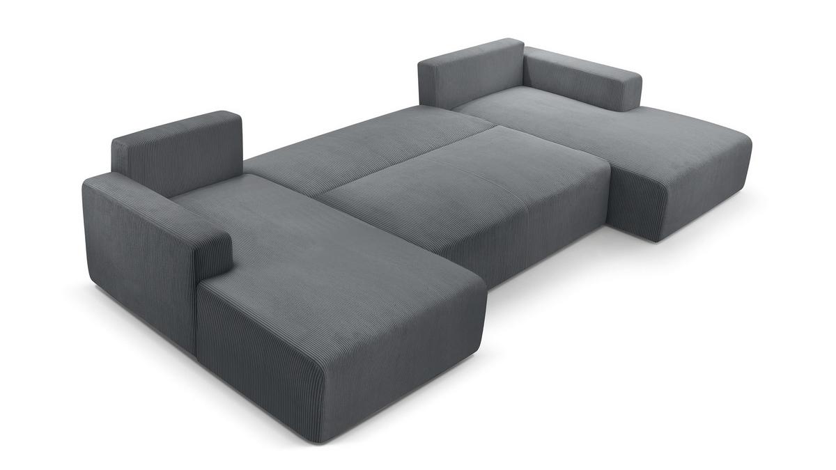 WOHNLANDSCHAFT Catea Grau 364/145/85 cm mit Schlaffunktion - Schwarz/Grau, Kunststoff/Textil (364/84/145cm) - AX Living