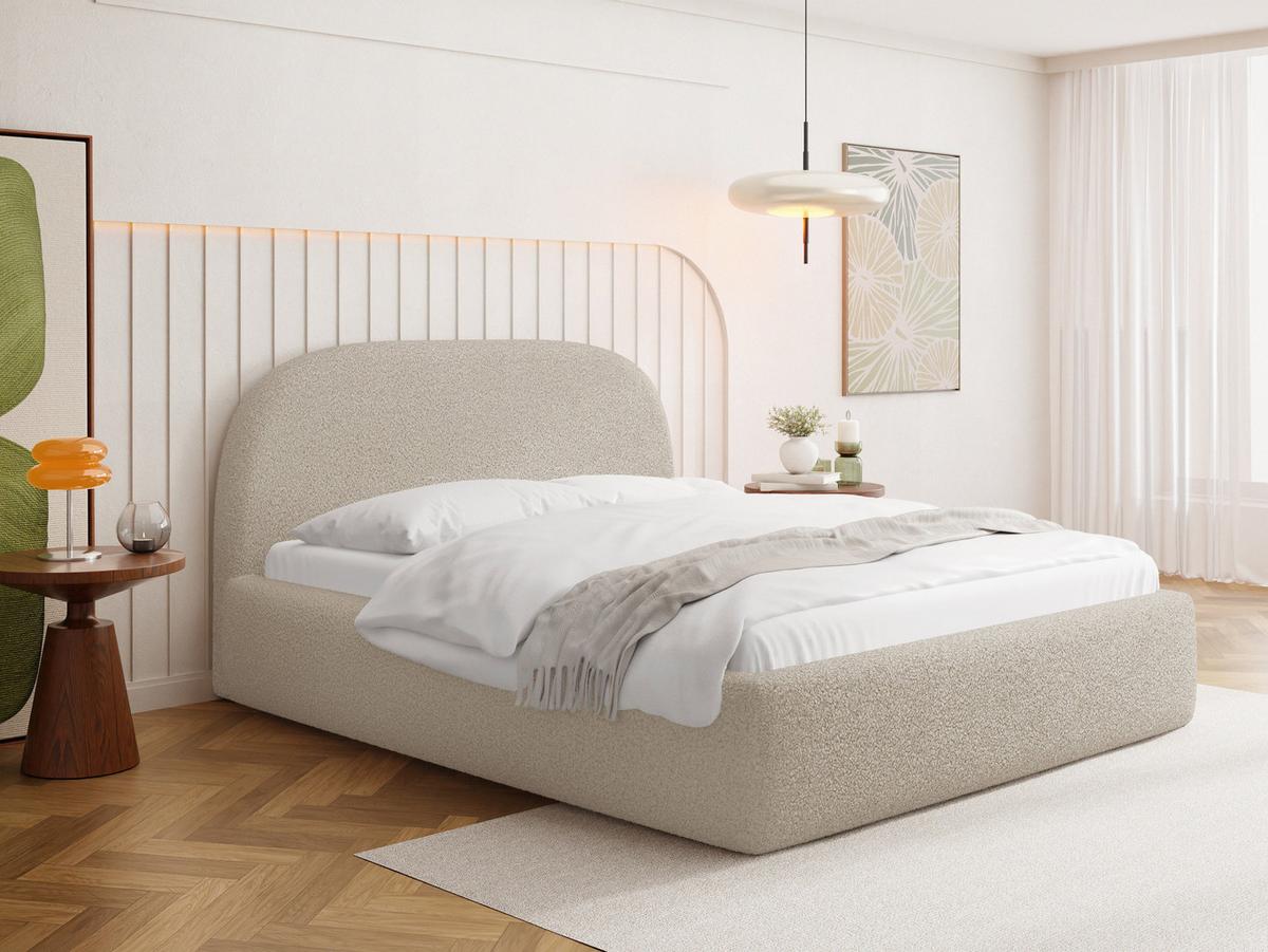 POLSTERBETT Puro mit Bettkasten, Beige Boucle 140 x 200 cm – mit Metall-Lattenrost - Beige/Birkefarben, Holzwerkstoff/Kunststoff (140/200cm) - WFL GROUP