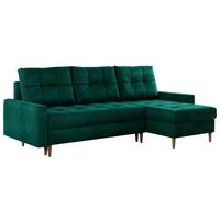ECKSOFA Colin Velvet Dunkelgrün - Dunkelgrün/Braun, Holz/Textil (220/140cm) - MKS