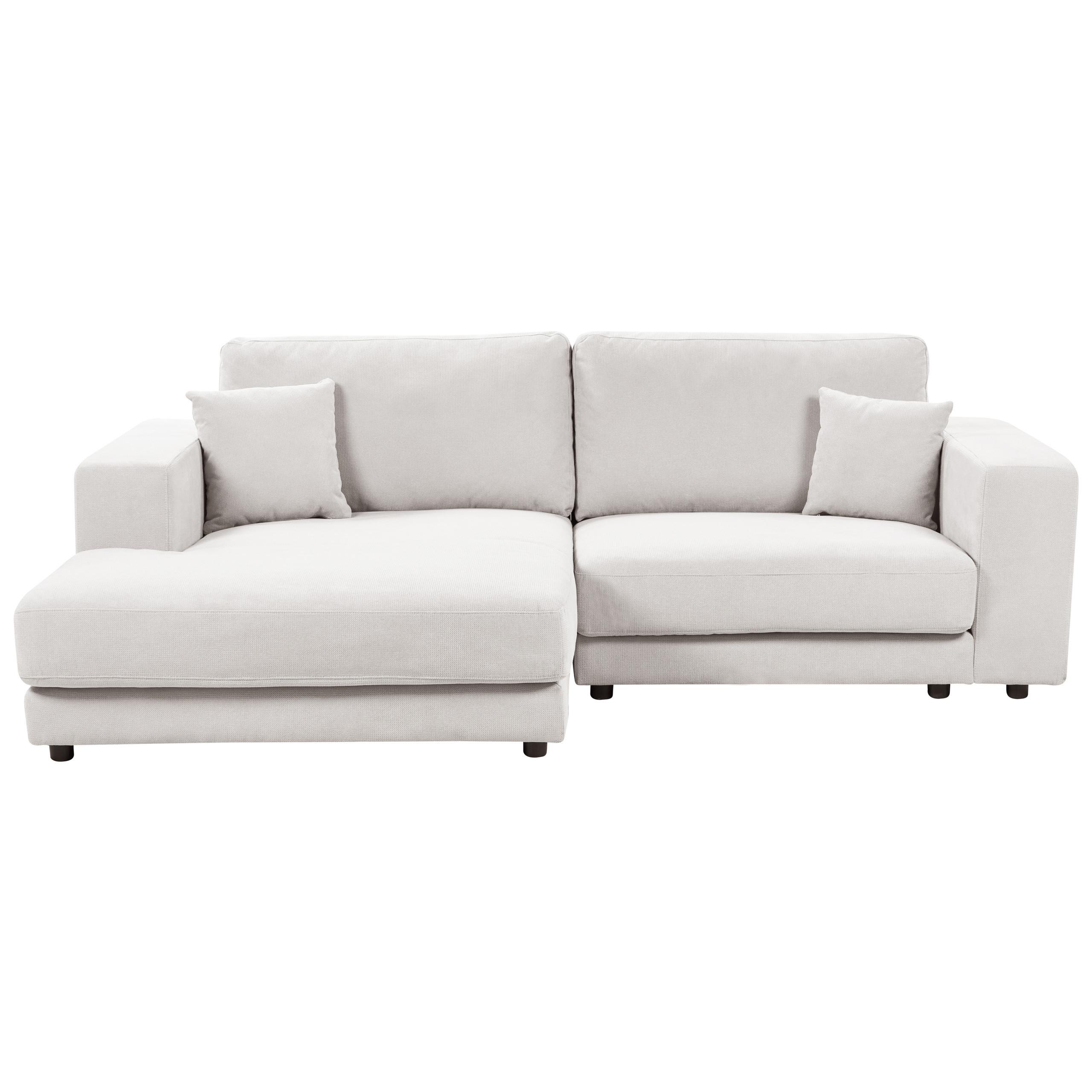 3-SITZER-ECKSOFA cremeweiß linksseitig Lofoten - Schwarz/Weiß, Textil (250/190cm) - Beliani
