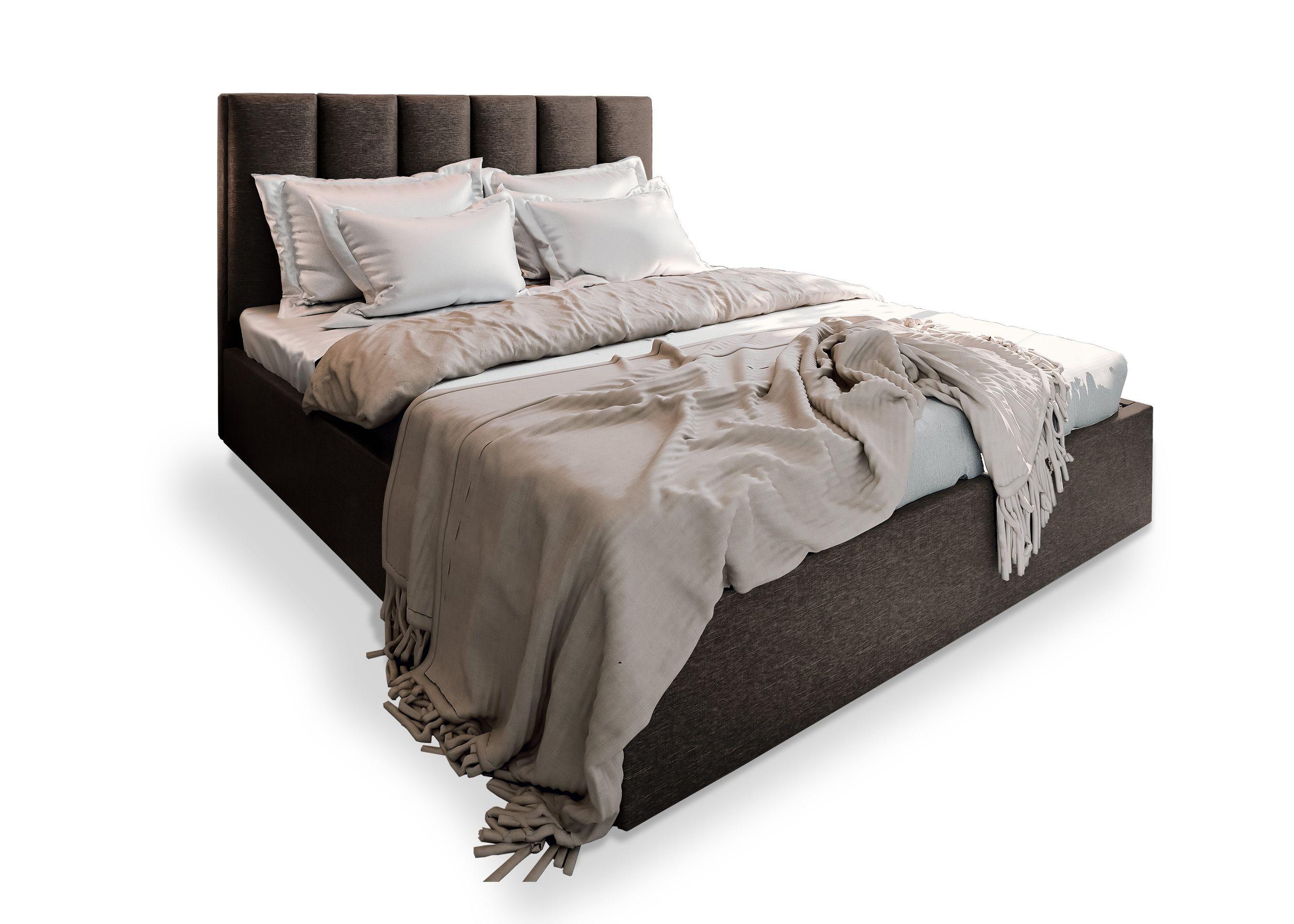 POLSTERBETT LURE 120x200 cm mit Bettkästen - Braun - Braun, Holz/Textil - MASSENO