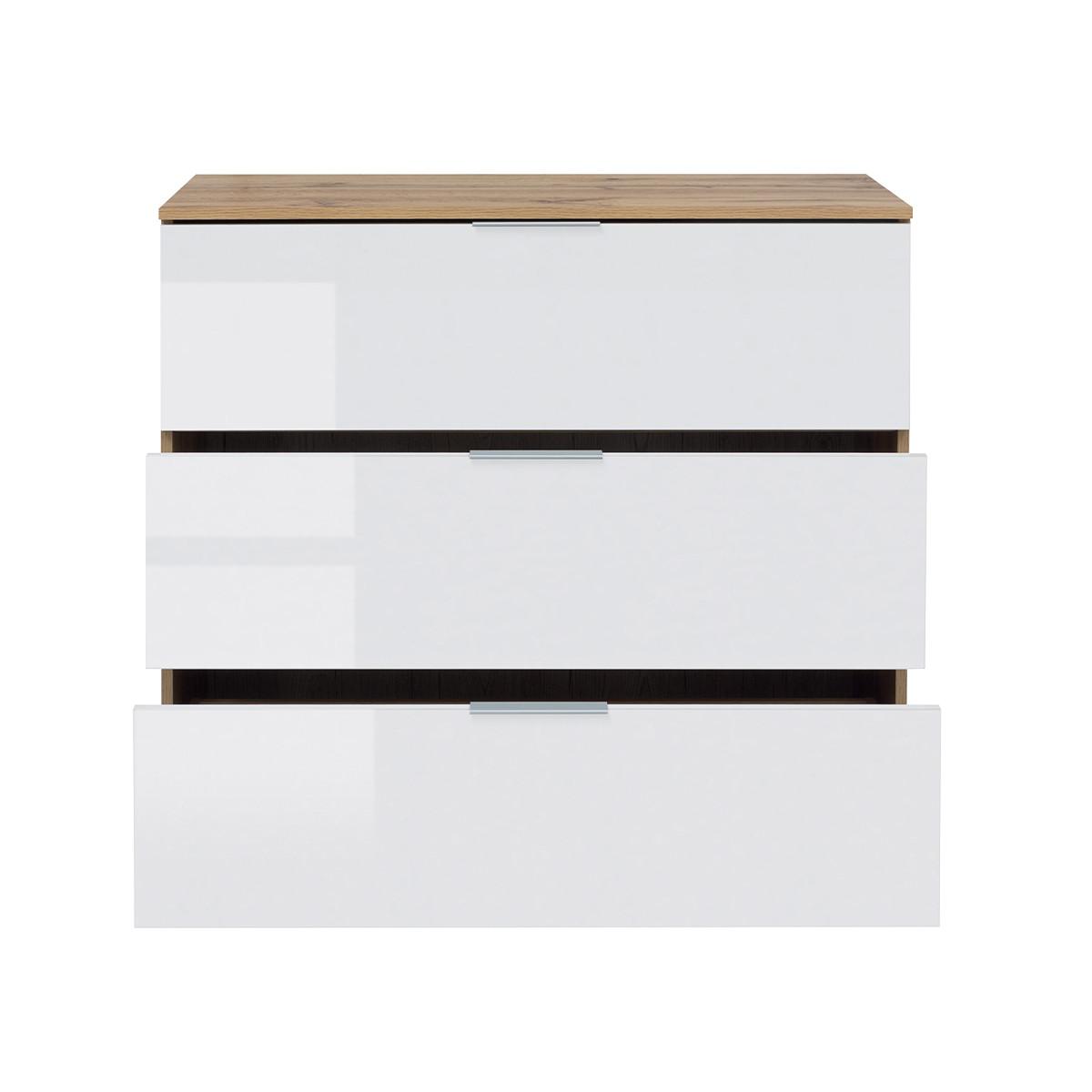 KOMMODE Selma Weiß und Holz - Weiß, Holzwerkstoff (95/86/41cm) - Petits-meubles