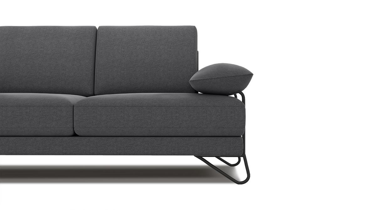SOFA LORI 2-Sitzer, dunkelgrau - Dunkelgrau/Schwarz, Holzwerkstoff/Textil (185/87/96cm) - Wozimo