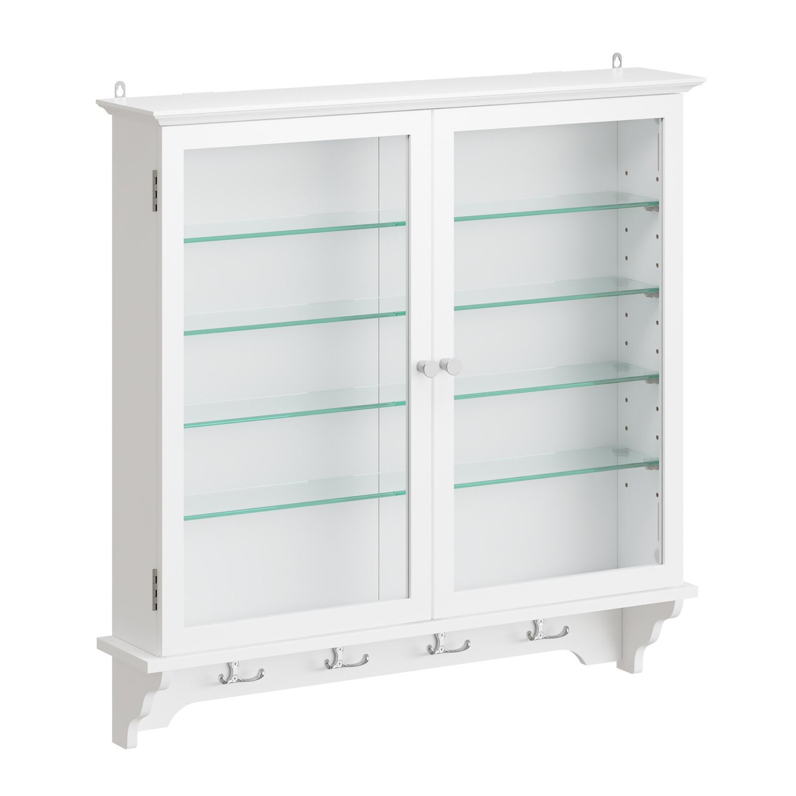 WANDSCHRANK mit Glasfront und Haken FSB114-E-W - Weiß, Holzwerkstoff/Metall (13.5/68.5/68cm) - SoBuy