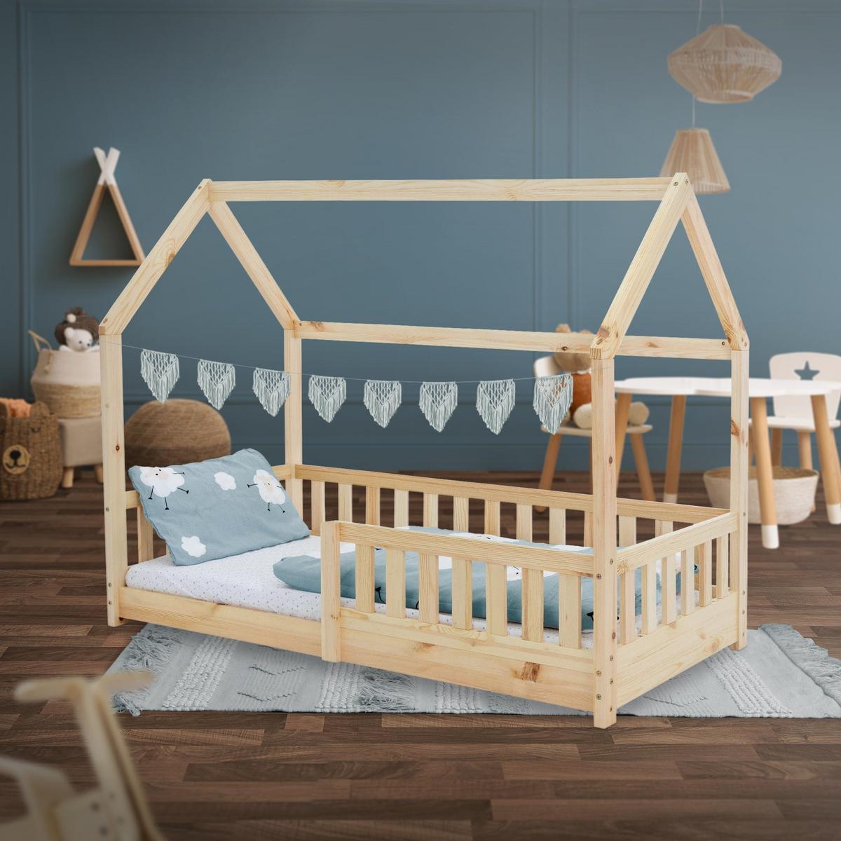 KINDERBETT mit Dach 80x160 cm Natur - Naturfarben, Holz (80/160cm) - ML-DESIGN
