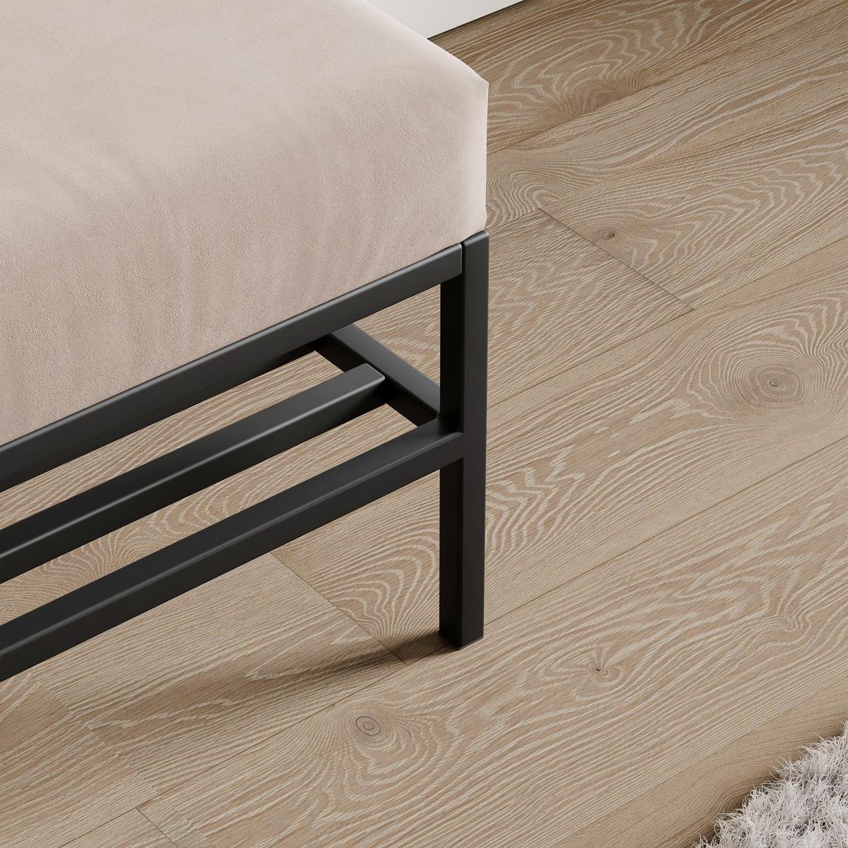 POLSTERBANK STEP 80 cm Schwarz / Beige ,Metallgestell - Beige, Textil/Metall (80/45/35cm) - Idohome