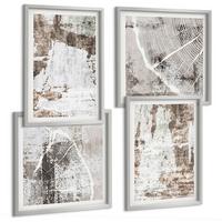 BILDER SET 4er Set - 50x50 cm & 40x60 cm Silberner Rahmen - Abstrakte Muster, weiß, braun - Silberfarben, Kunststoff (50/50cm) - TULUP