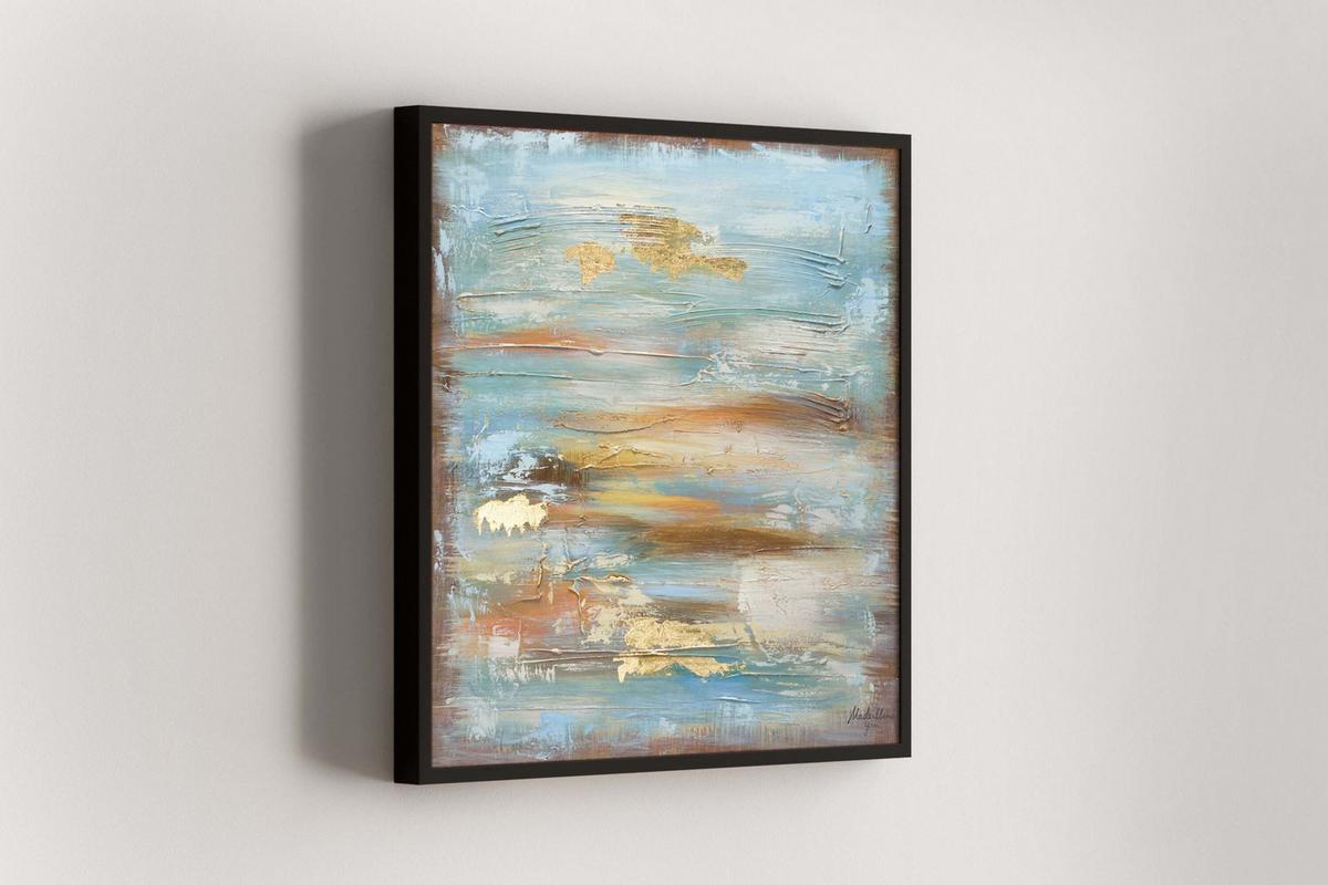 ACRYLBILD HANDGEMALT 60/60 cm - Blau/Braun, Holz/Textil (60/60cm) - KUNSTLOFT