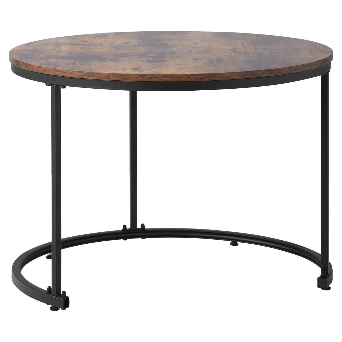 COUCHTISCH-SET 2er-set Holz- Und Schwarzeffekt - Schwarz, Holzwerkstoff/Metall (71/70/50cm) - Urban Meuble
