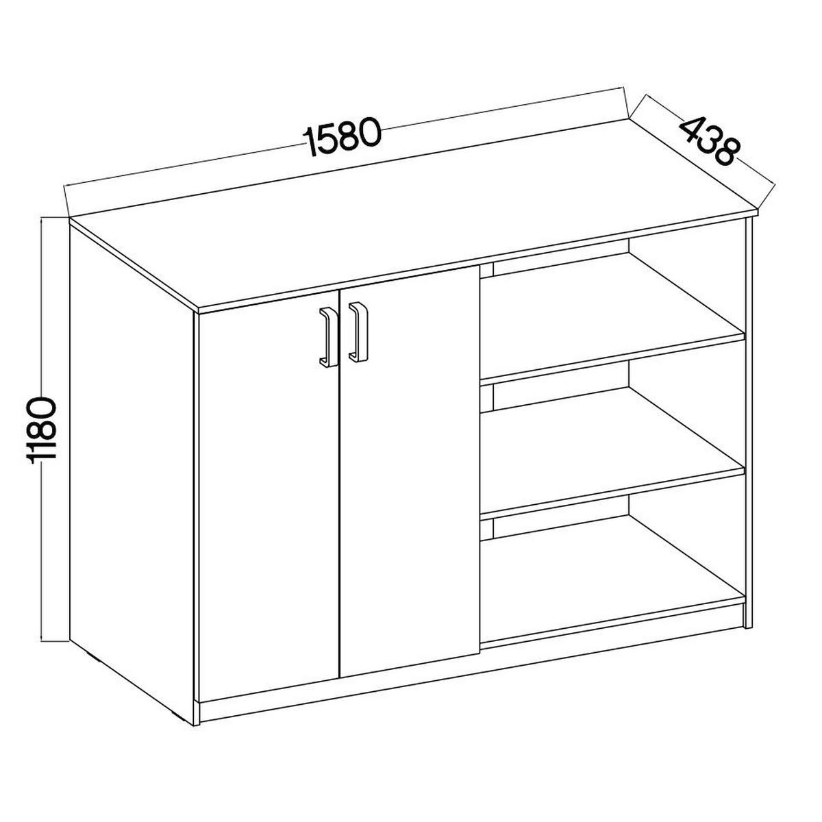 SIDEBOARD MALTESA 158/118/44 cm mit 2 Türen Grau - Grau, Holzwerkstoff (158/118/44cm) - MASSENO