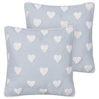 DEKOKISSEN 2er-Set Grau 45/45 cm Gazania - Weiß/Grau, Textil (45/45cm) - Beliani