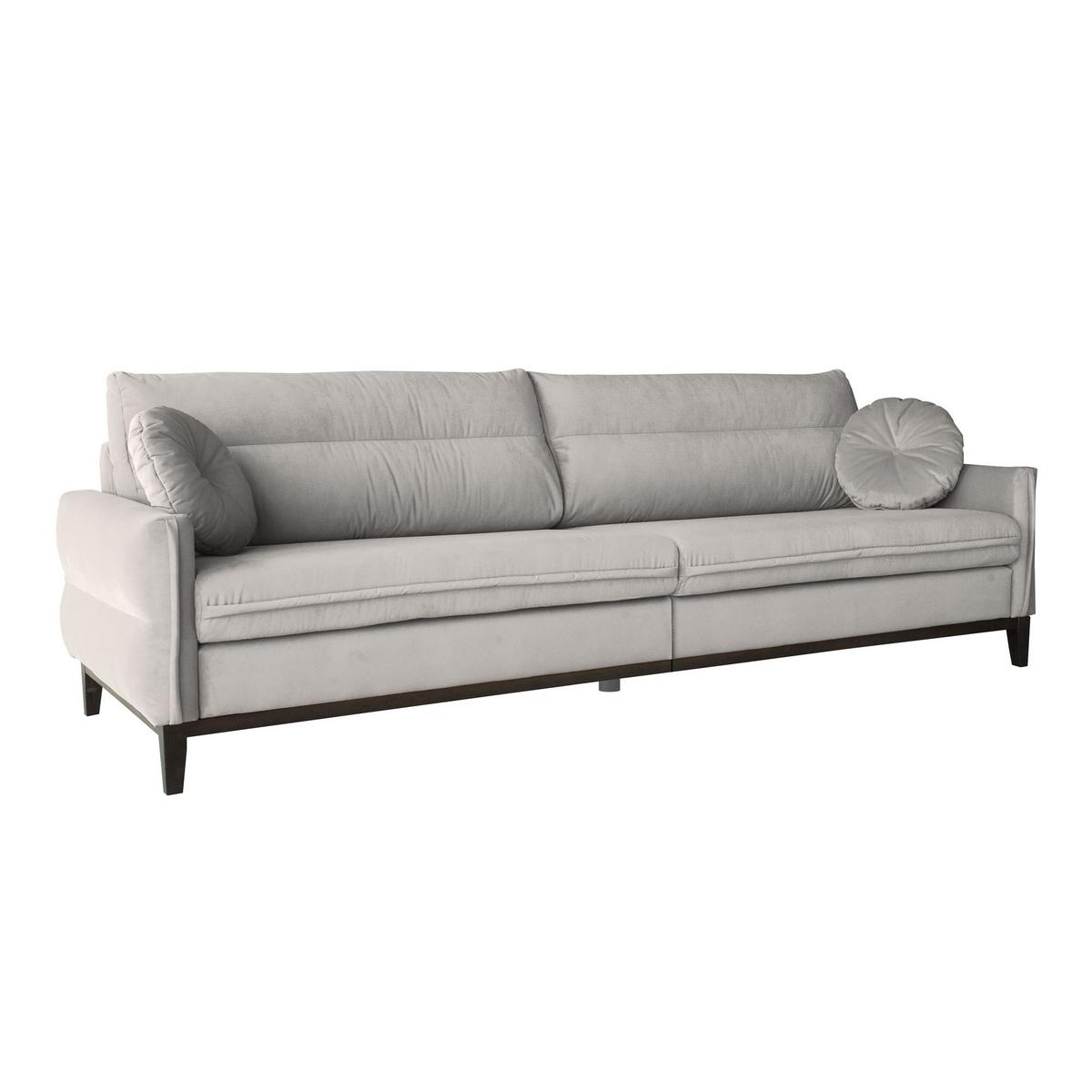 SITZGARNITUR Belweder, zwei Sofas+Sessel, Beige, Velours - Wengefarben/Hellgrau, Holz/Textil (268/95/94cm) - Beautysofa