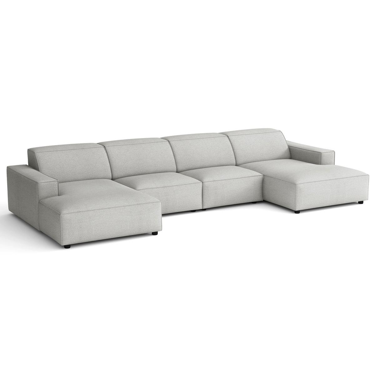 WOHNLANDSCHAFT Sellmo 368 cm - Hellgrau/Schwarz, Kunststoff/Textil (374/70/166cm) - Selsey