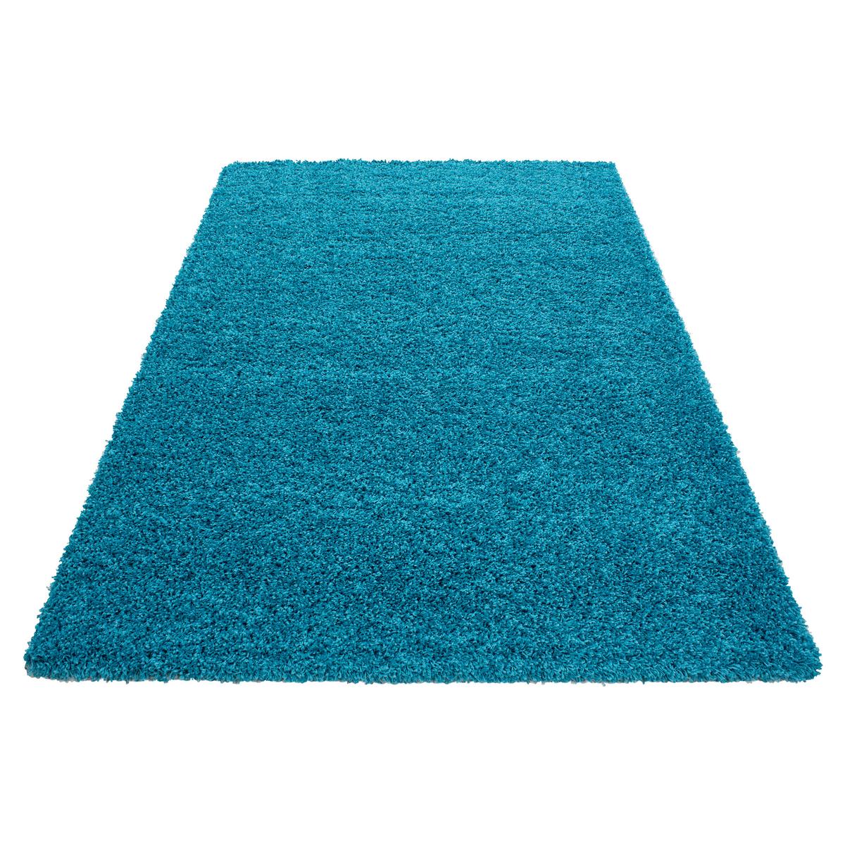 HOCHFLORTEPPICH RHEIN, einfarbig, Türkis, 300 x 400 cm - Blau, Textil (300/400cm) - KADIMA DESIGN