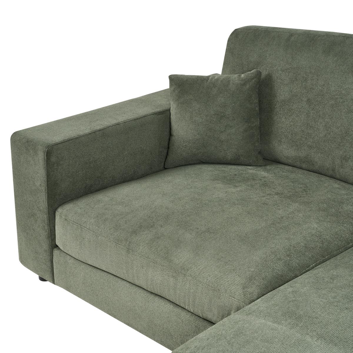 ECKSOFA 3-Sitzer Stoff Grün linksseitig Lofoten - Grün, Textil (250/185cm) - Beliani