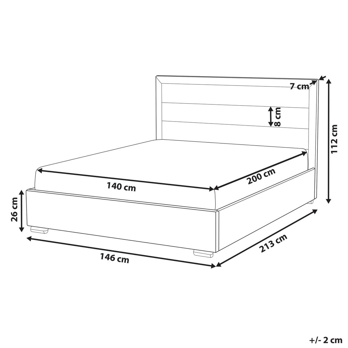 BETT mit Lattenrost 140/200 cm Dunkelgrau Rouen - Dunkelgrau/Schwarz, Textil (140/200cm) - Beliani