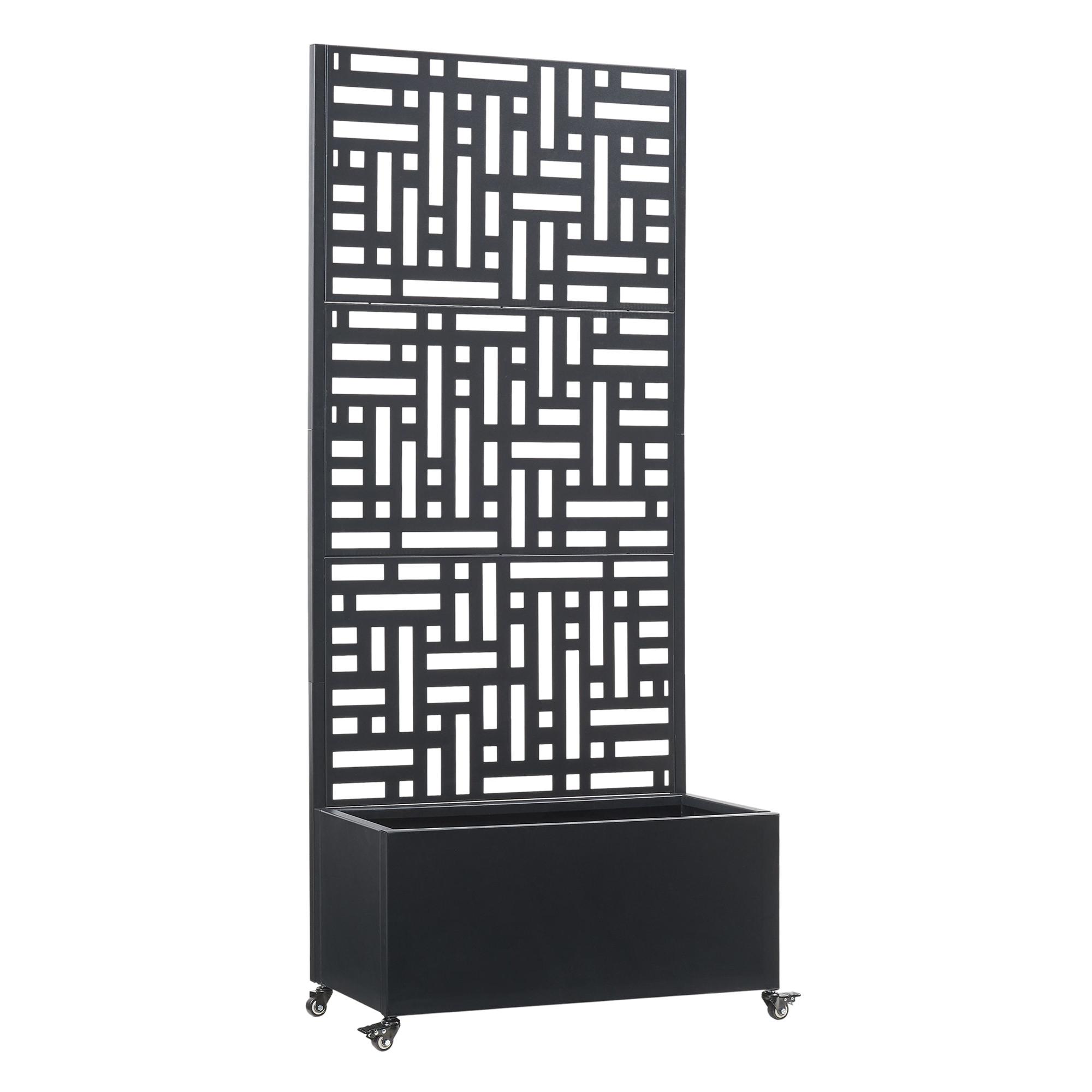 BLUMENKASTEN mit Trennwand Bernalda - Schwarz, Metall (82/190/38cm) - casa.pro