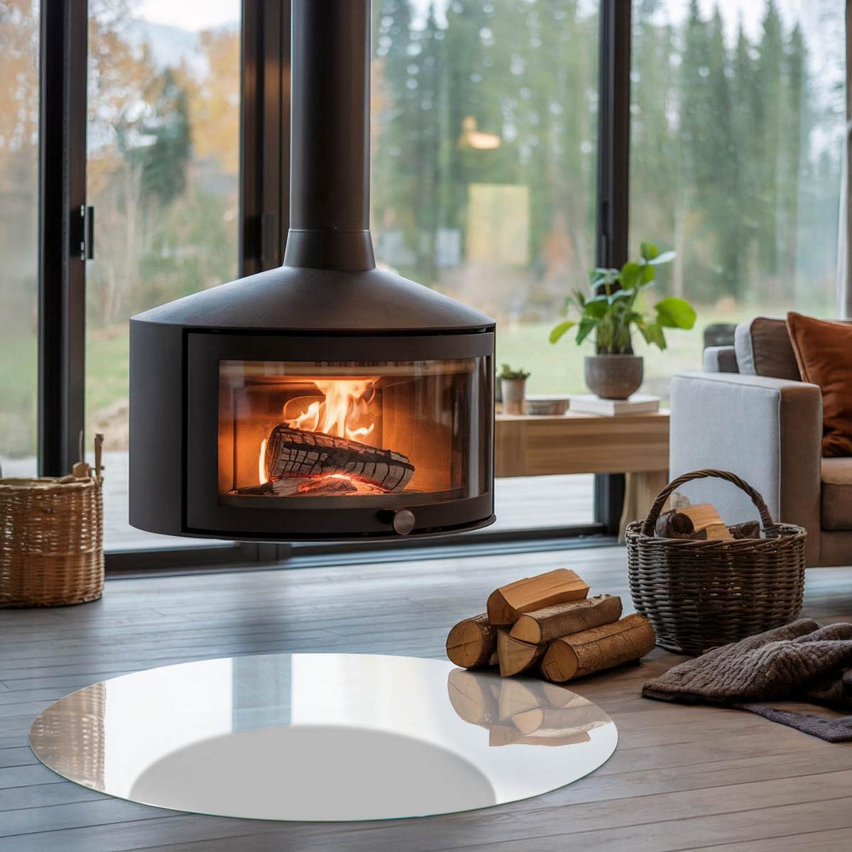 GLASPLATTE für Kamin Ø 100 cm - Grau, Glas (100/100/0.4cm) - TULUP